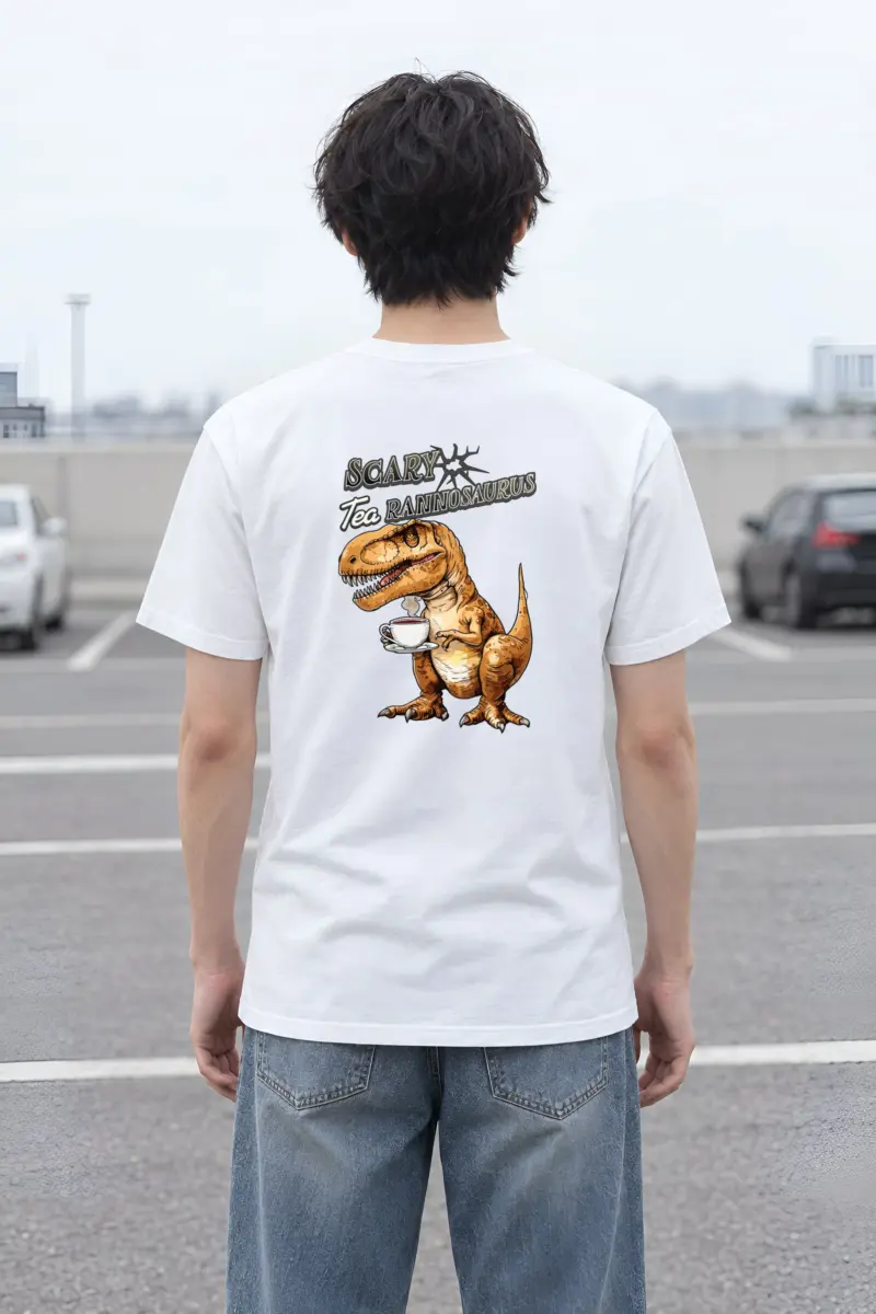 "Scary Tea Rannosaurus" Heavyweight Unisex Crewneck T-shirt