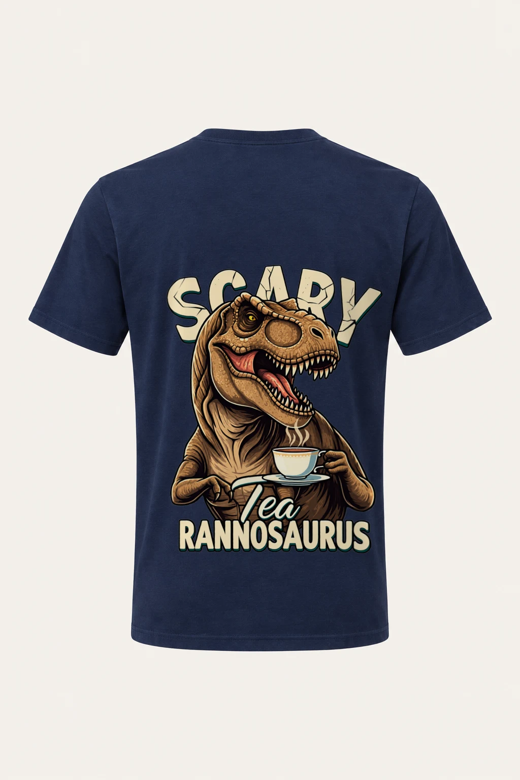 "Scary Tea Rannosaurus" Heavyweight Unisex Crewneck T-shirt | Gildan 5000