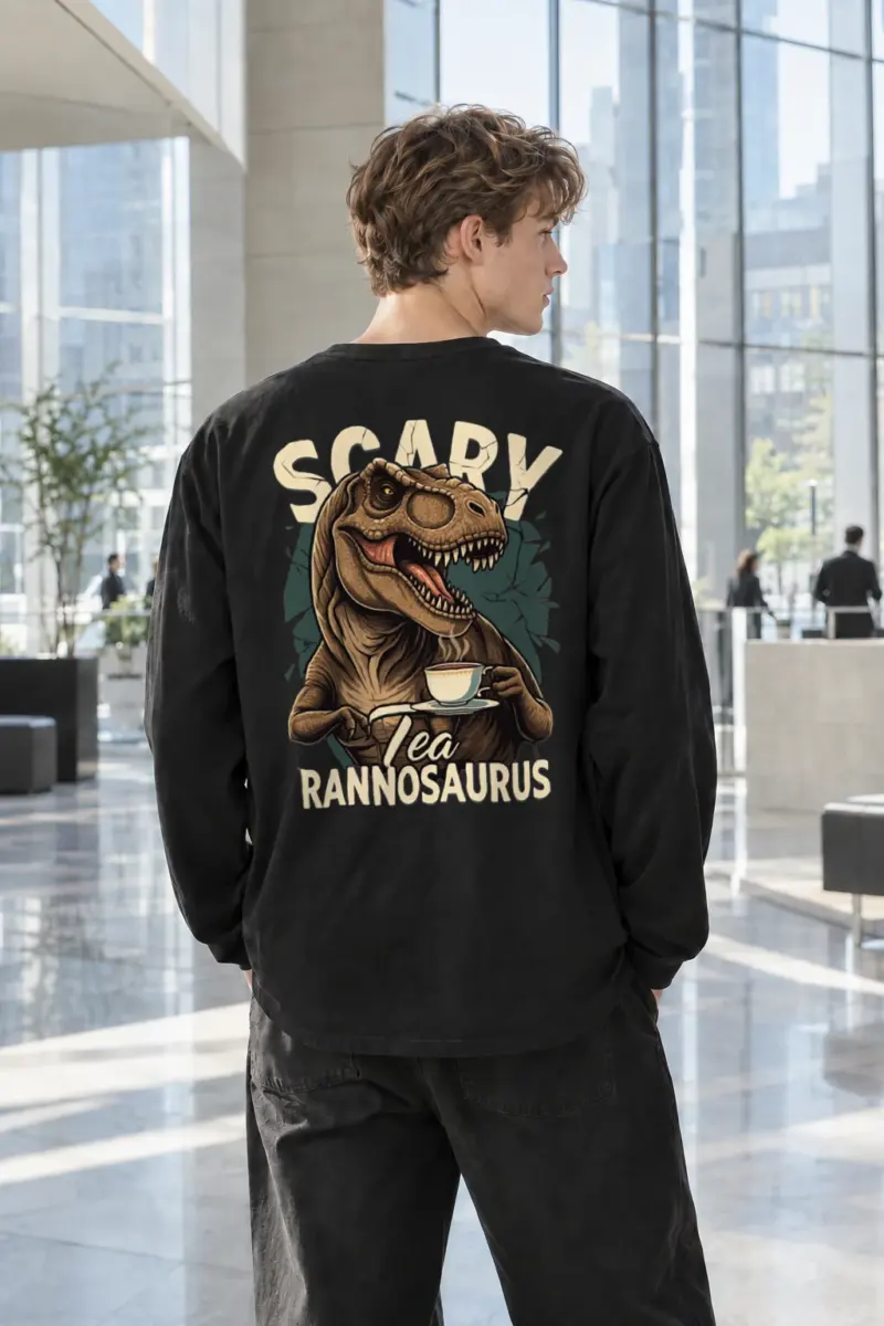 “Scary Tea Rannosaurus” Unisex Longsleeve T-shirt | Gildan 2400