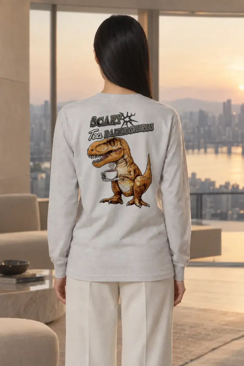 "Scary Tea Rannosaurus" Unisex Longsleeve T-shirt | Gildan 2400