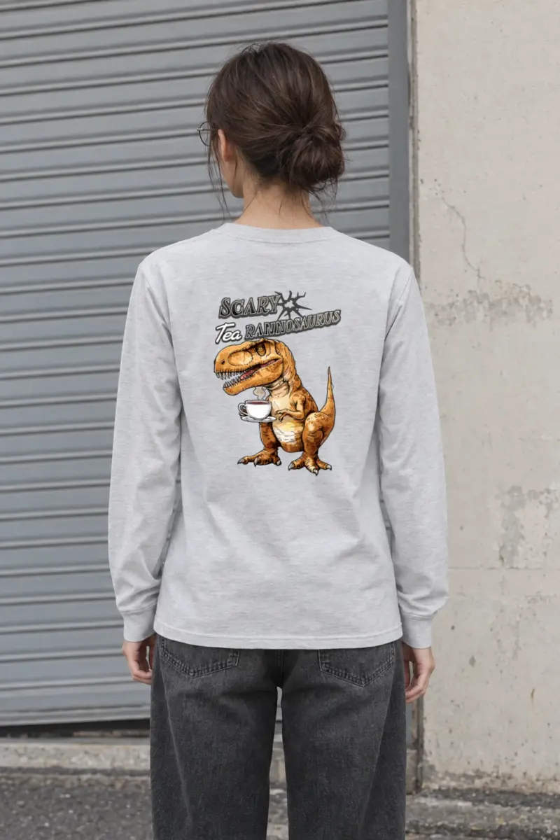 "Scary Tea Rannosaurus" Unisex Longsleeve T-shirt