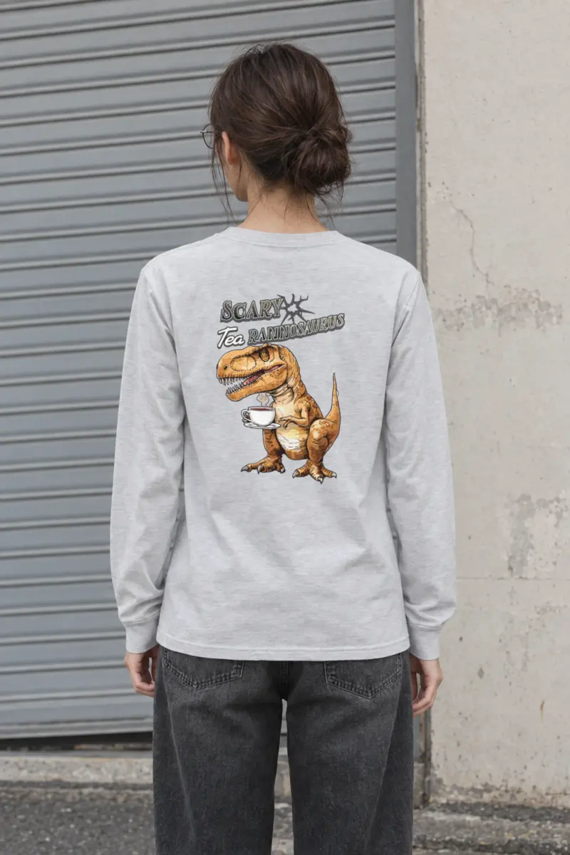 "Scary Tea Rannosaurus" Unisex Longsleeve T-shirt