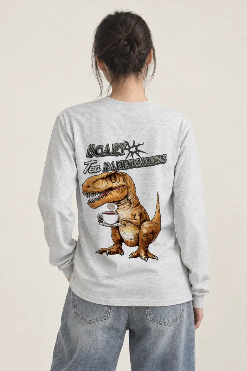 "Scary Tea Rannosaurus" Unisex Longsleeve T-shirt