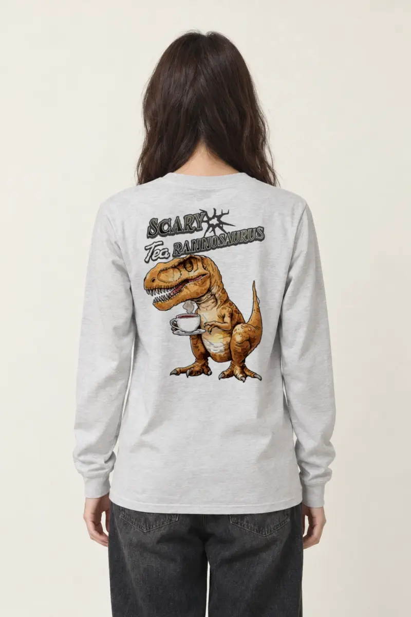 "Scary Tea Rannosaurus" Unisex Longsleeve T-shirt | Gildan 2400