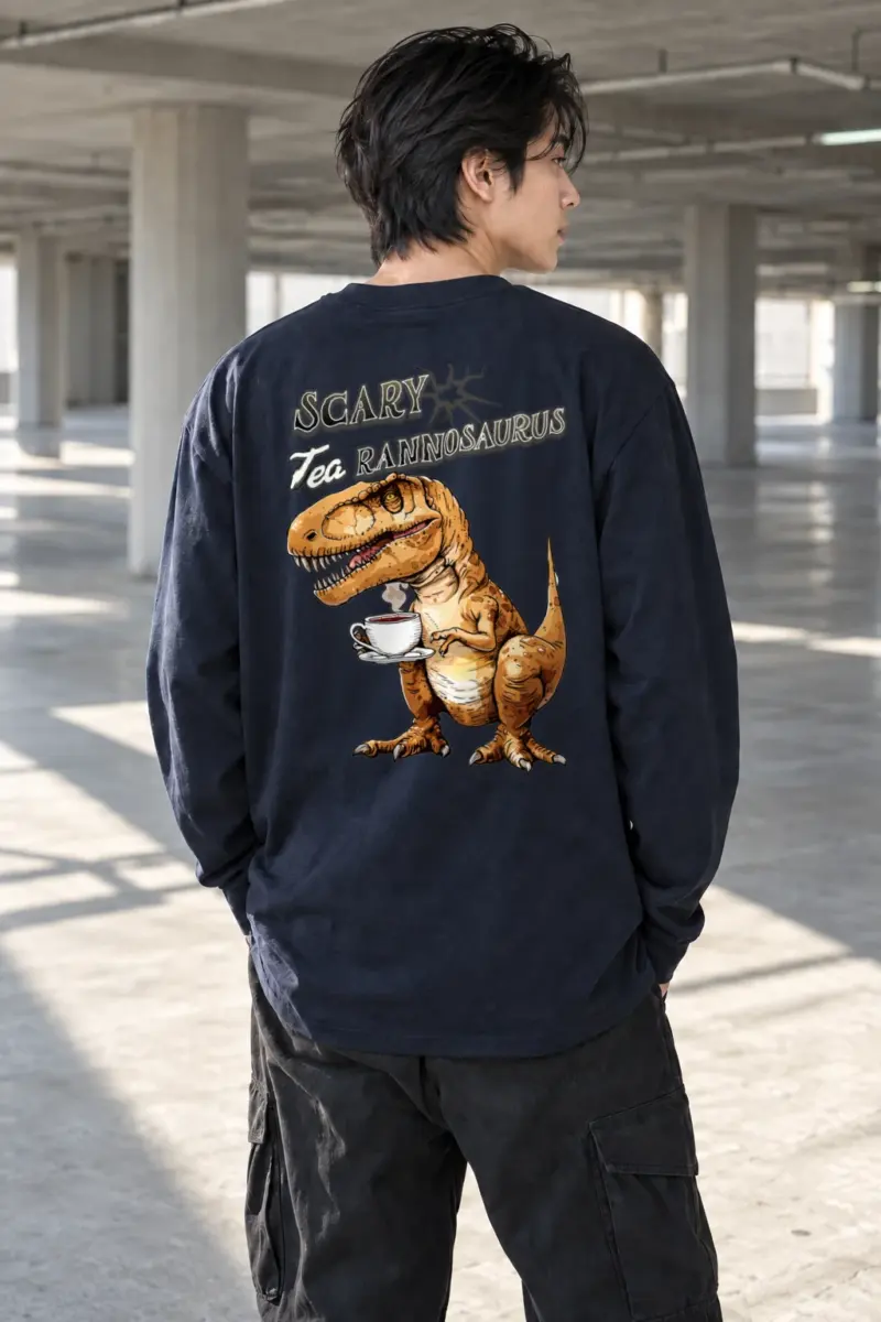 "Scary Tea Rannosaurus" Unisex Longsleeve T-shirt | Gildan 2400