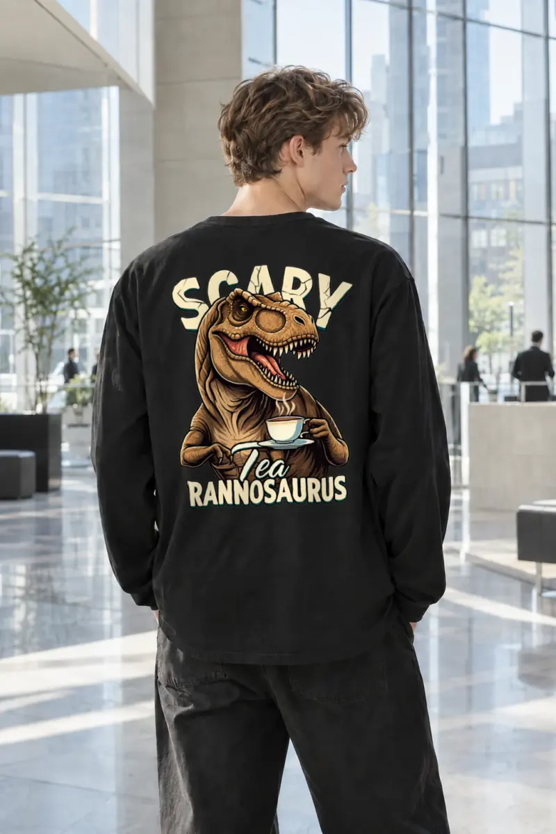 "Scary Tea Rannosaurus" Unisex Longsleeve T-shirt | Gildan 2400