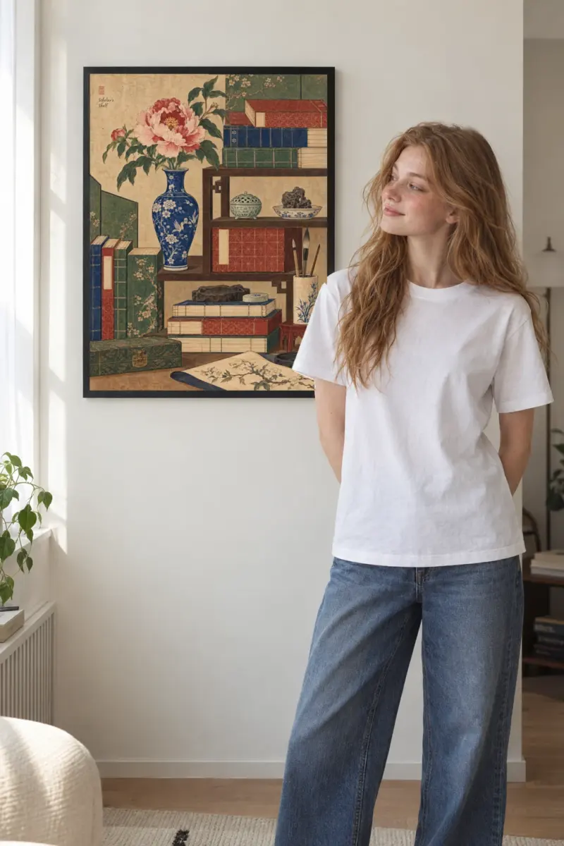“Scholar’s Shelf” Premium Wooden Framed Poster