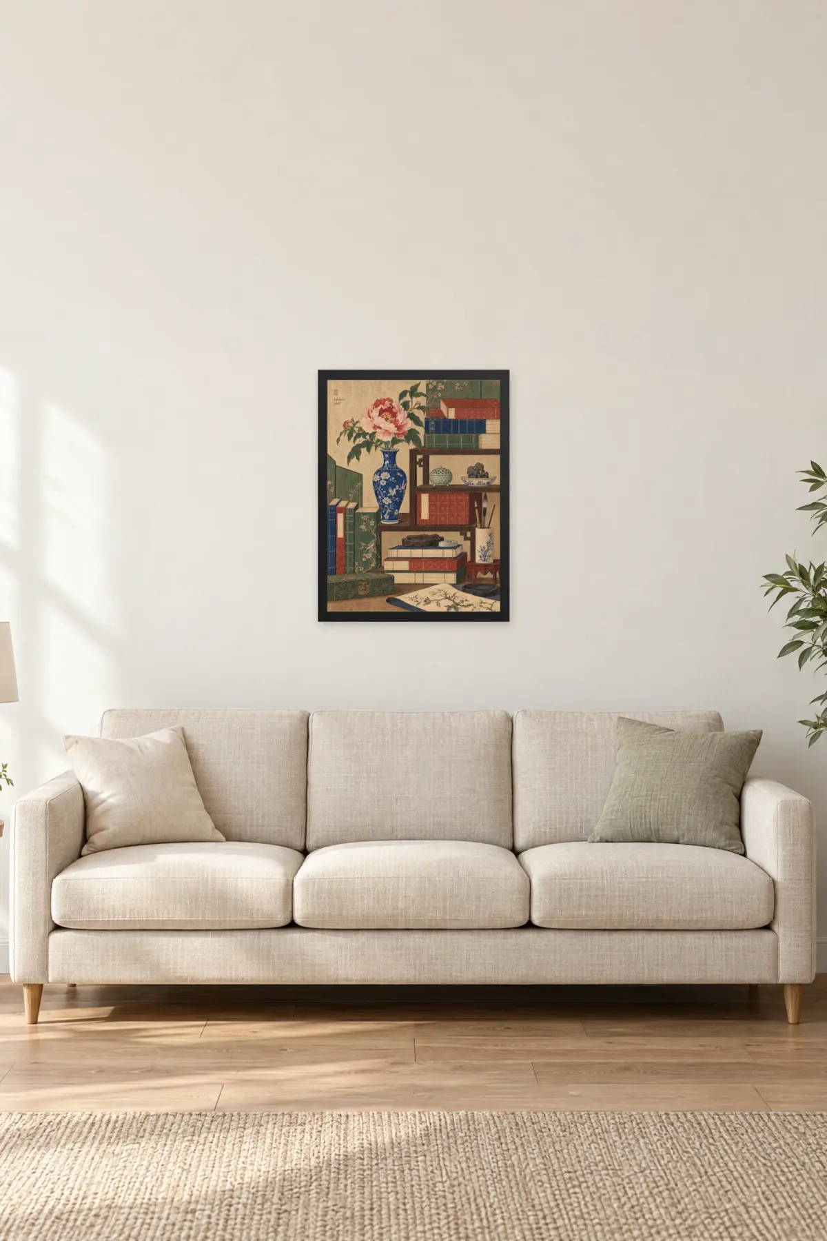 "Scholar's Shelf" Premium Wooden Framed Poster — Black frame, 18 × 24 in