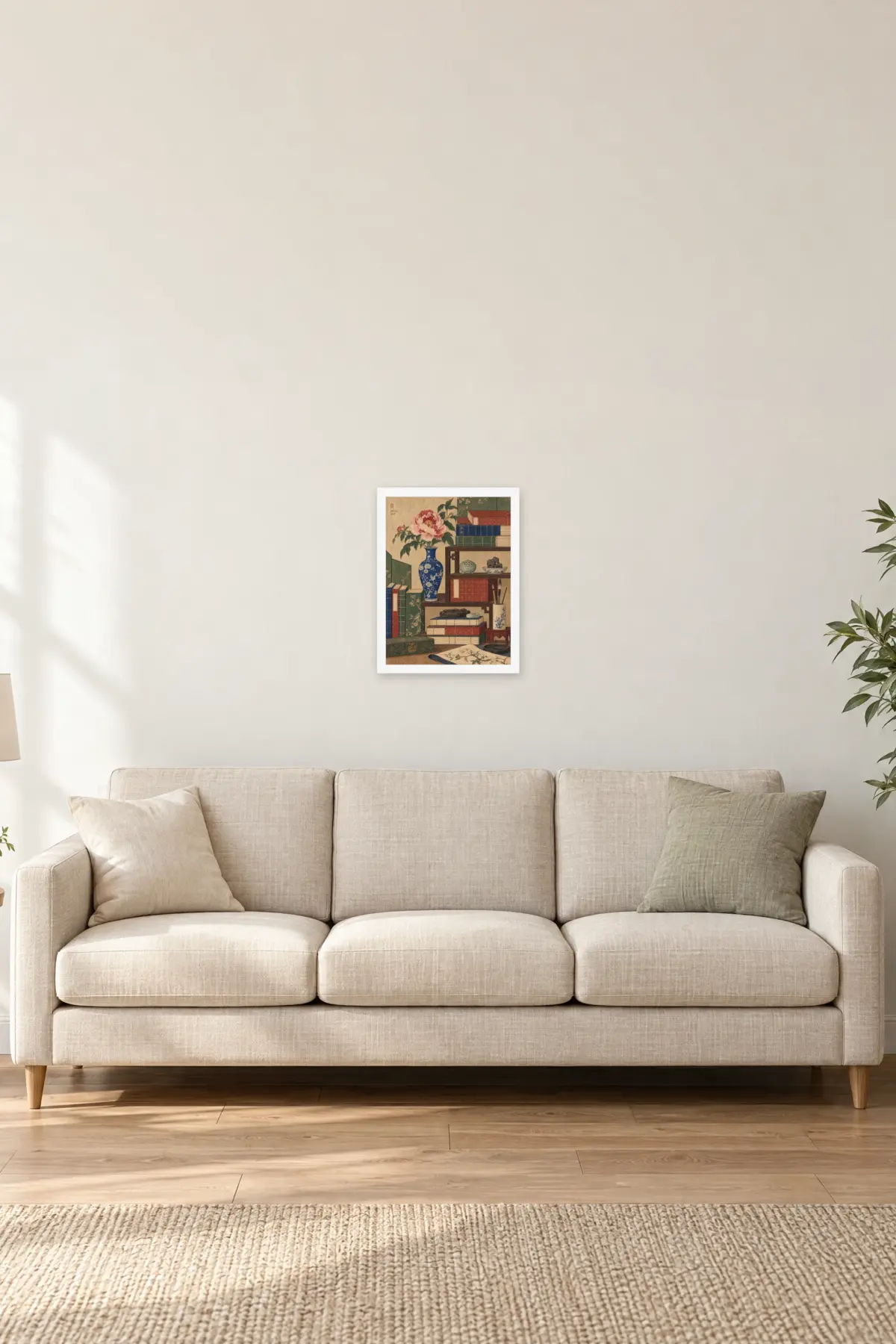 "Scholar's Shelf" Premium Wooden Framed Poster — White frame, 12 × 16 in