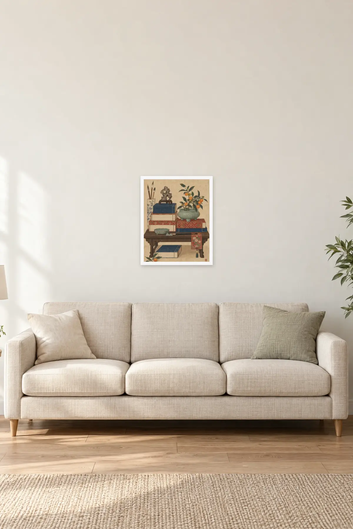 "Scholar’s Table with Kumquats" Premium Wooden Framed Poster — White frame, 16 × 20 in