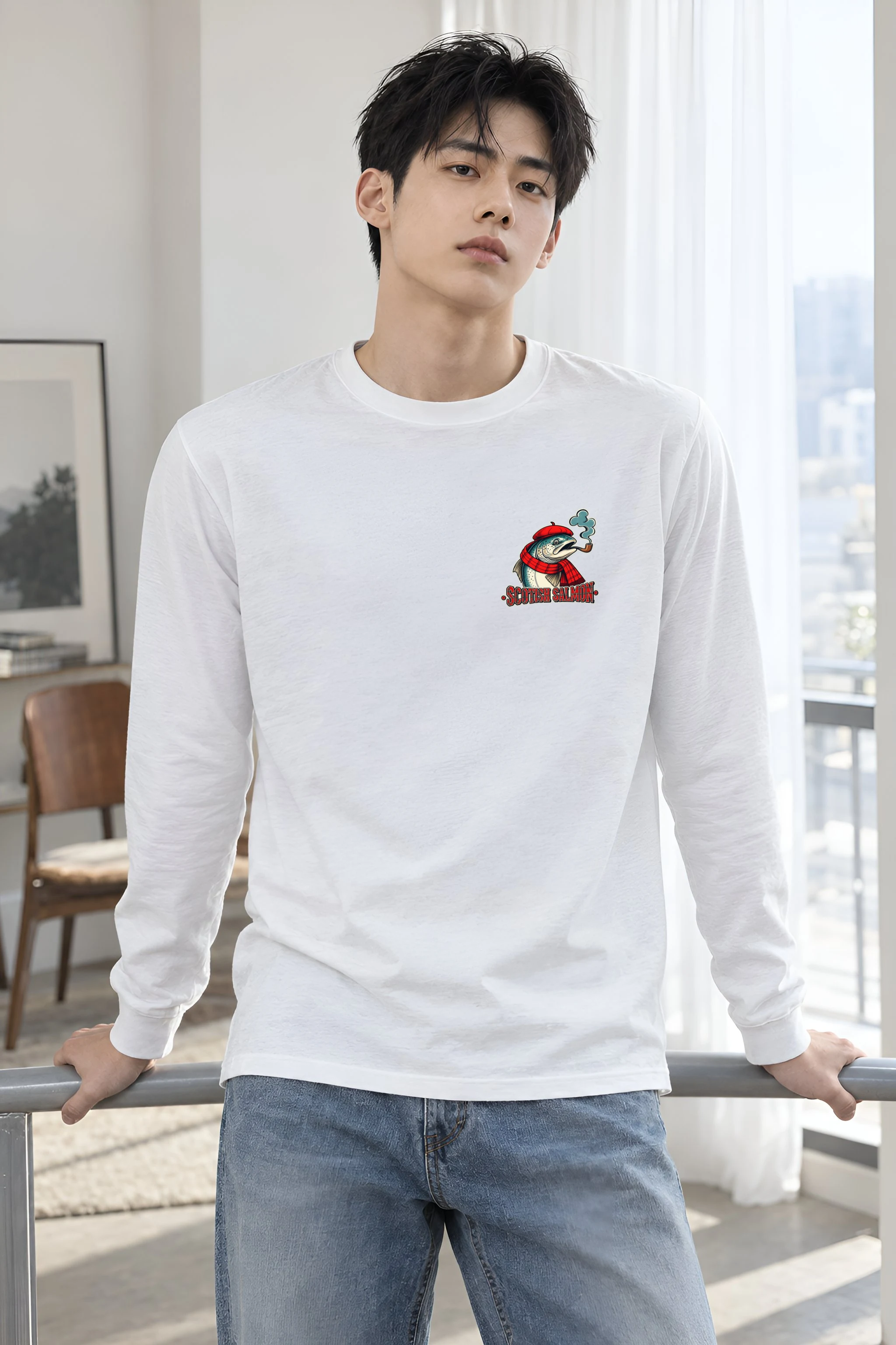"Scottish Salmon Lounge" Unisex Longsleeve T-shirt