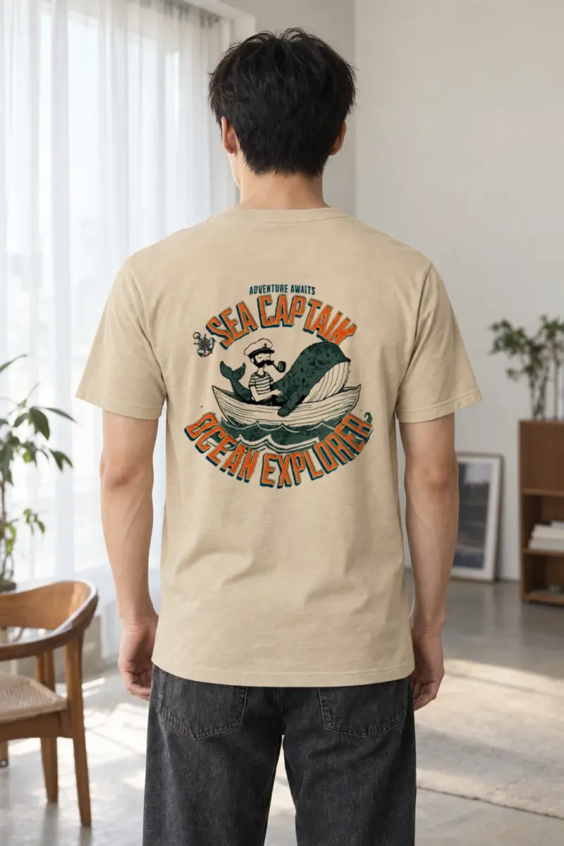 "Sea Captain Adventure" Heavyweight Unisex Crewneck T-shirt | Gildan 5000