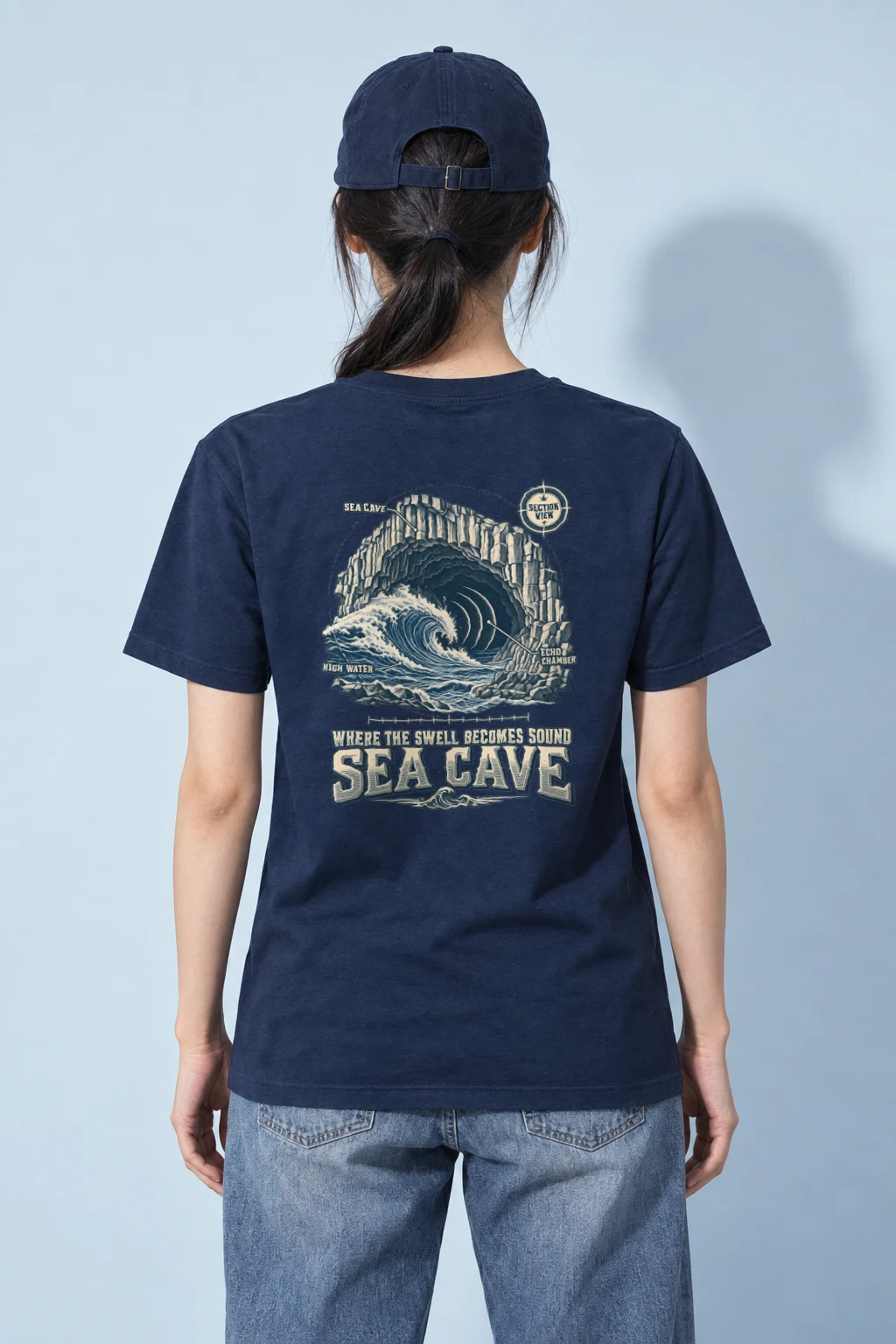 "Sea Cave Section View" Heavyweight Unisex Crewneck T-shirt