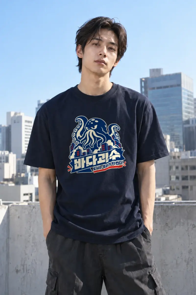 "Sea Monster City Guard" Heavyweight Unisex Crewneck T-shirt | Gildan 5000