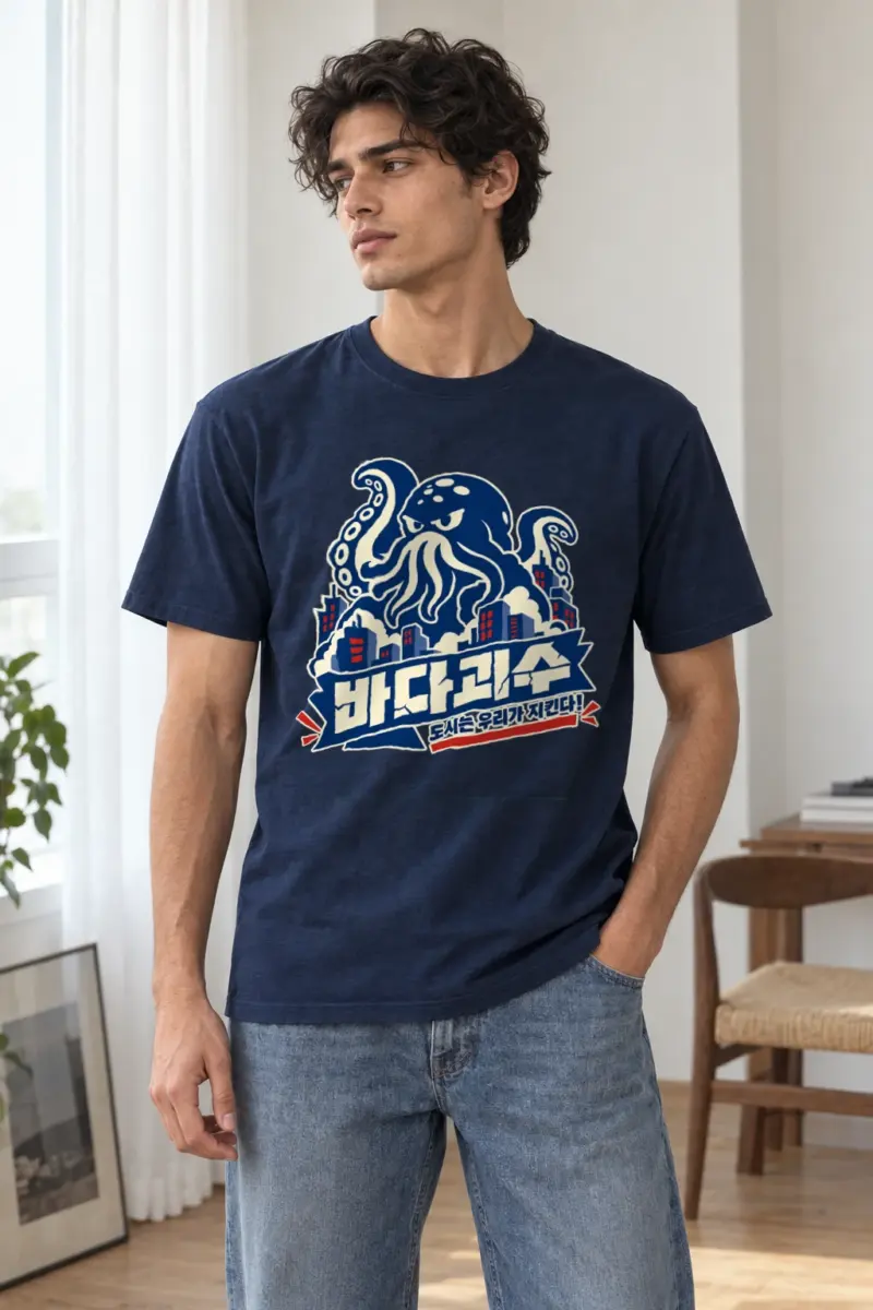 "Sea Monster City Guard" Heavyweight Unisex Crewneck T-shirt | Gildan 5000