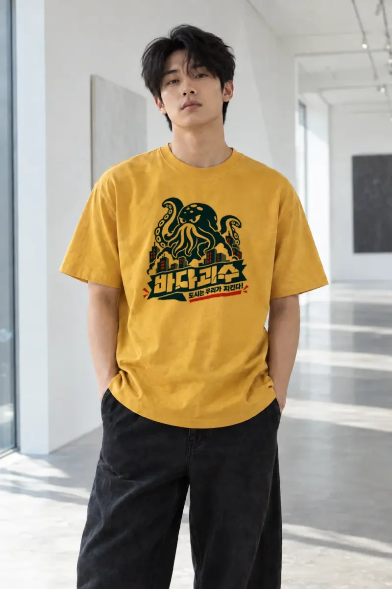 "Sea Monster City Guard" Heavyweight Unisex Crewneck T-shirt | Gildan 5000