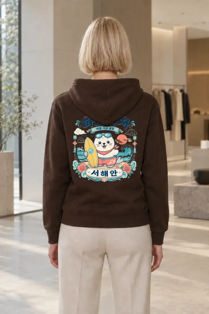 "Seal and Surfboard" Heavy Blend Unisex Pullover Hoodie | Gildan 18500
