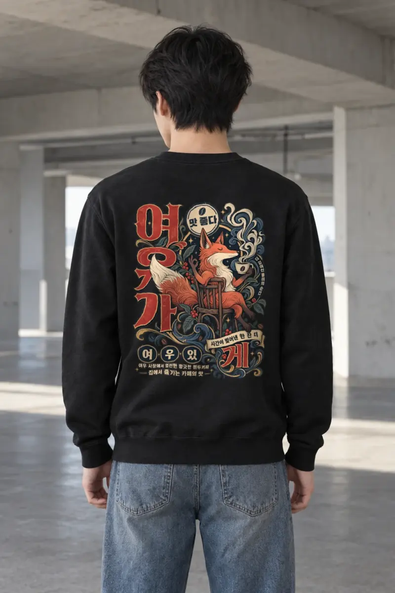 "Seated Fox Coffee" Heavy Blend Unisex Crewneck Sweatshirt
