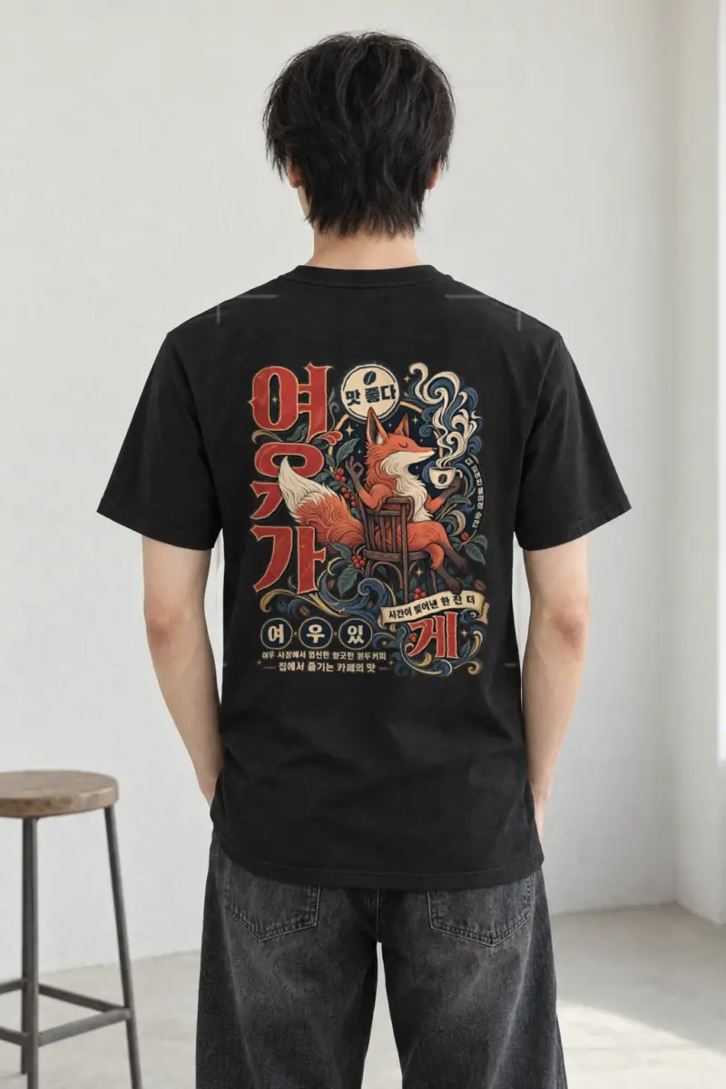 "Seated Fox Coffee" Heavyweight Unisex Crewneck T-shirt