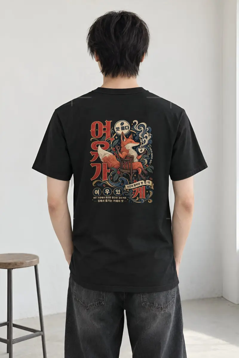 "Seated Fox Coffee" Heavyweight Unisex Crewneck T-shirt