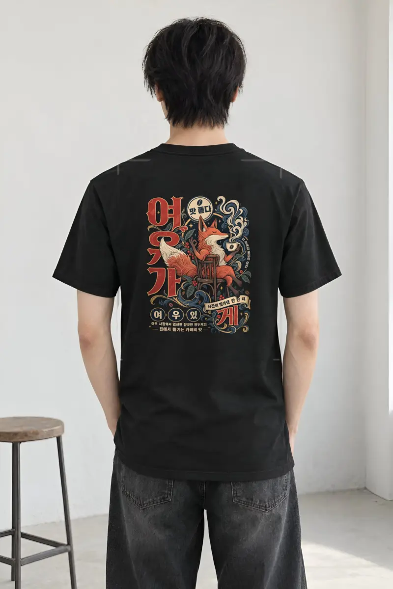 "Seated Fox Coffee" Heavyweight Unisex Crewneck T-shirt