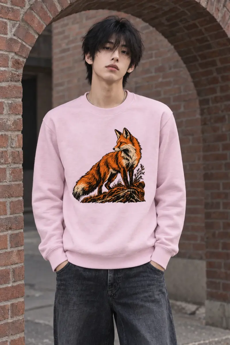 "Hatch-Lined Fox and Stone" Heavy Blend Unisex Crewneck Sweatshirt