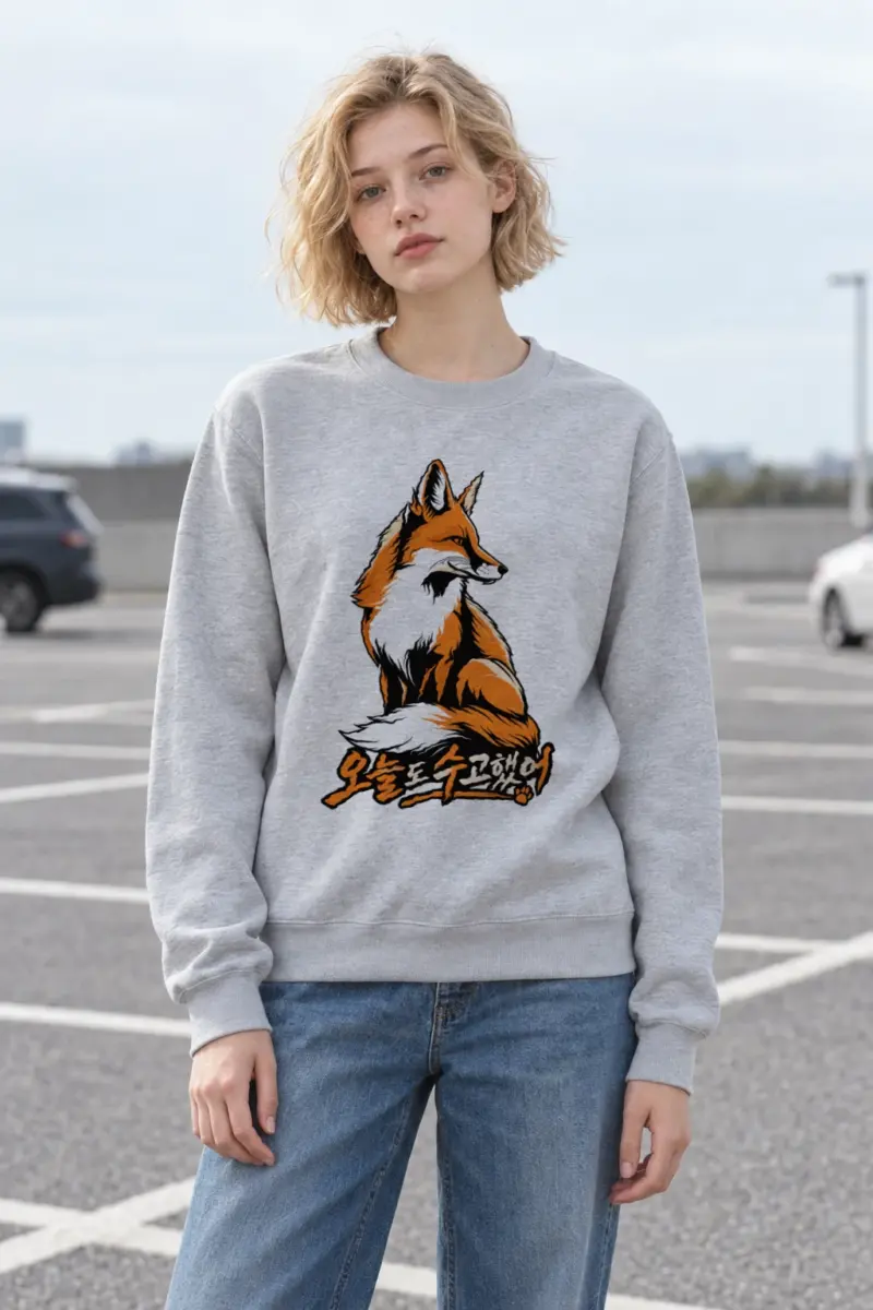 "Seated Fox" Heavy Blend Unisex Crewneck Sweatshirt | Gildan 18000