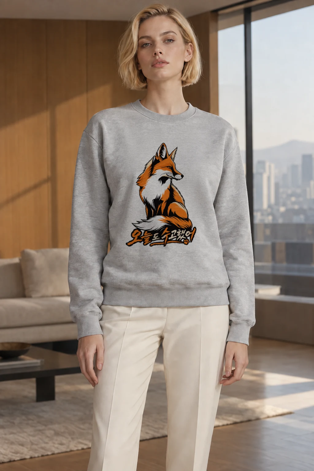 "Seated Fox" Heavy Blend Unisex Crewneck Sweatshirt | Gildan 18000