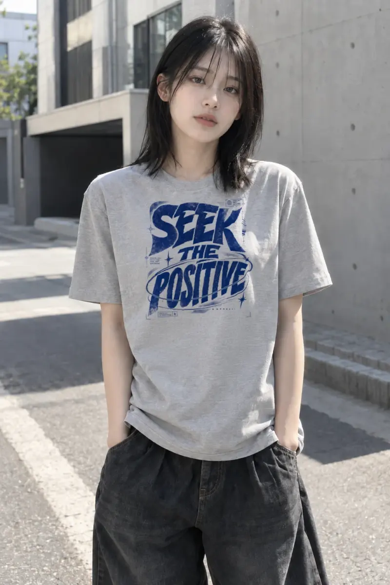 "Seek The Positive" Heavyweight Unisex Crewneck T-shirt | Gildan 5000