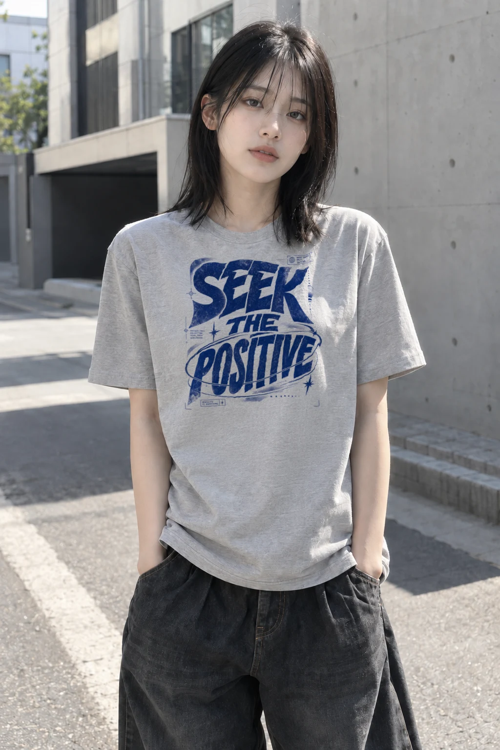 "Seek The Positive" Heavyweight Unisex Crewneck T-shirt | Gildan 5000