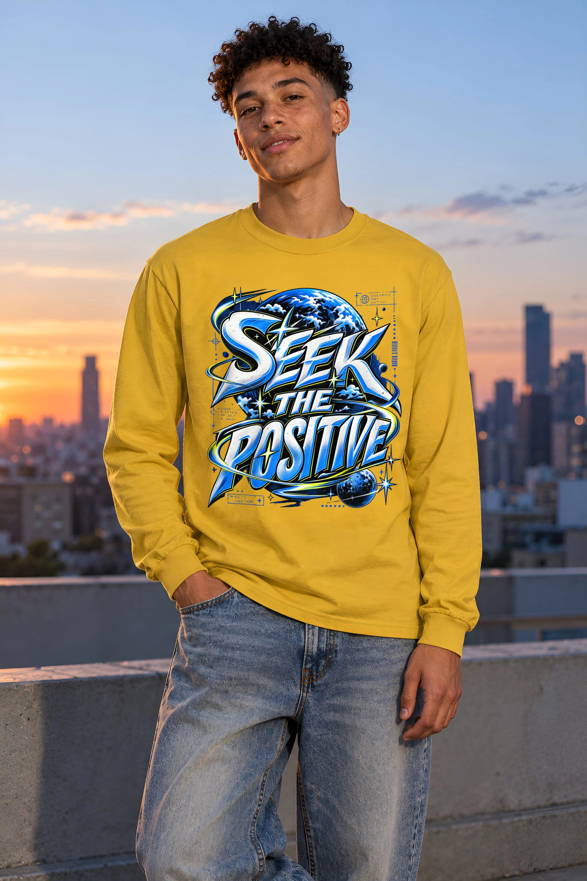 "Graffiti Gradient Planet" Unisex Longsleeve T-shirt