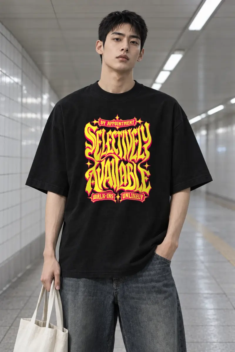 "Selectively Available" Men's Oversized Heavyweight Crewneck T-Shirt