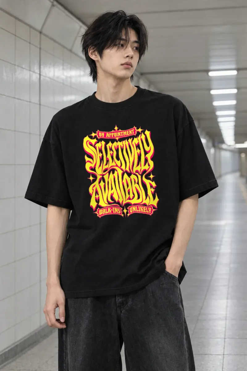 "Selectively Available" Men's Oversized Heavyweight Crewneck T-Shirt