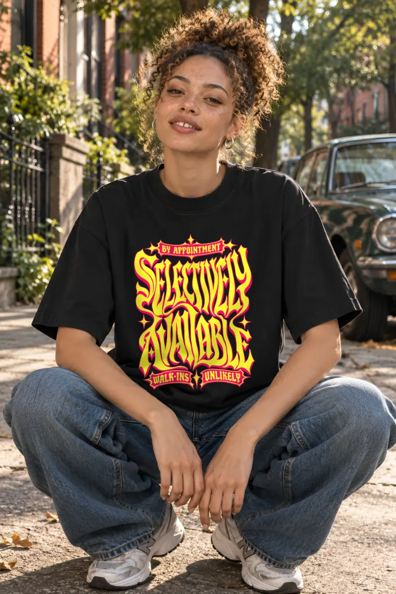 "Selectively Available" Unisex Oversized Heavyweight Crewneck T-Shirt