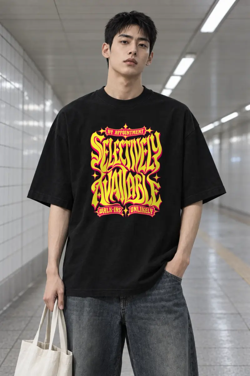 "Selectively Available" Men's Oversized Heavyweight Crewneck T-Shirt