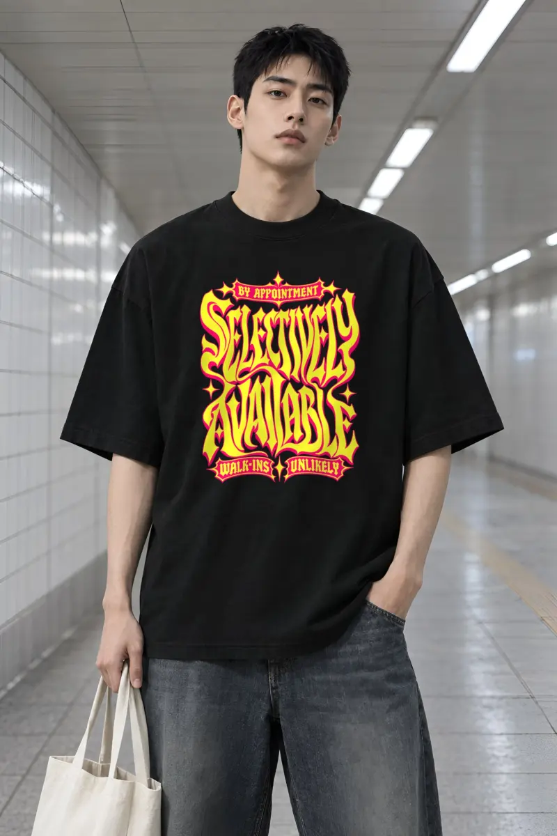 "Selectively Available" Men's Oversized Heavyweight Crewneck T-Shirt