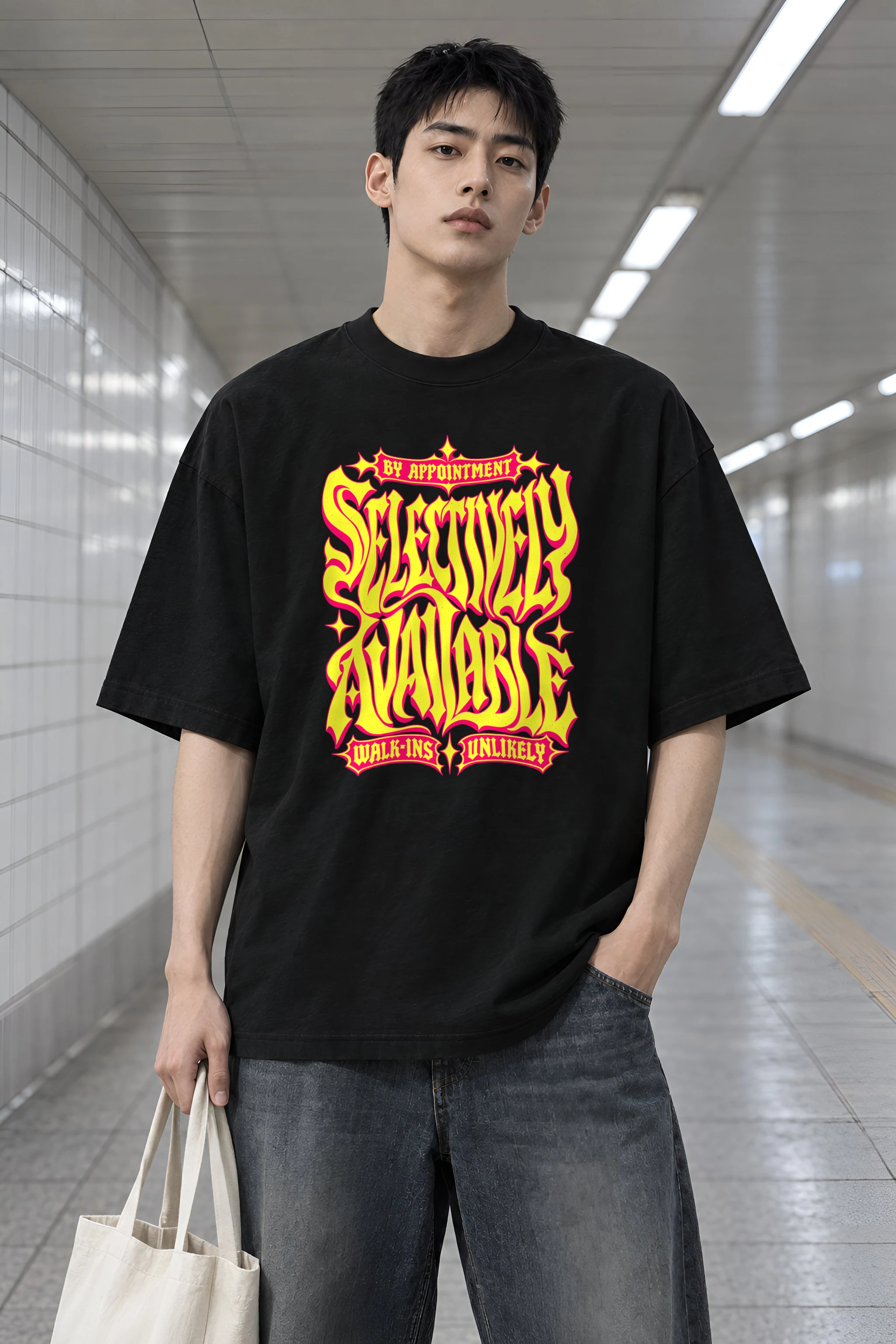 "Selectively Available" Men's Oversized Heavyweight Crewneck T-Shirt