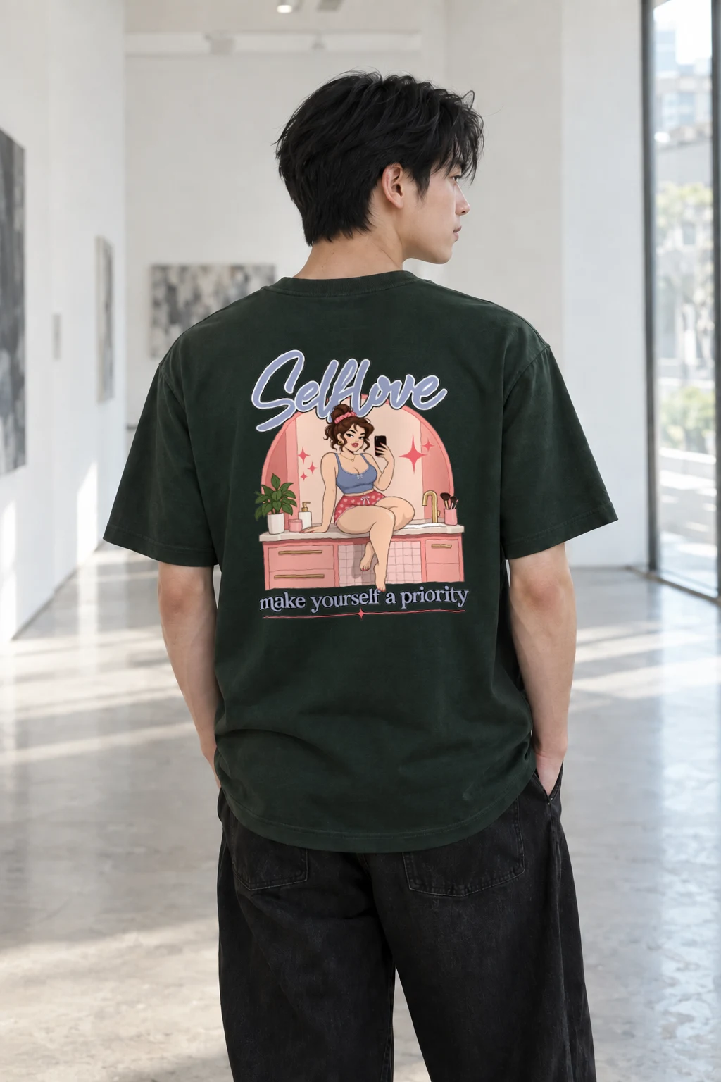"Self Love" Heavyweight Unisex Crewneck T-shirt | Gildan 5000