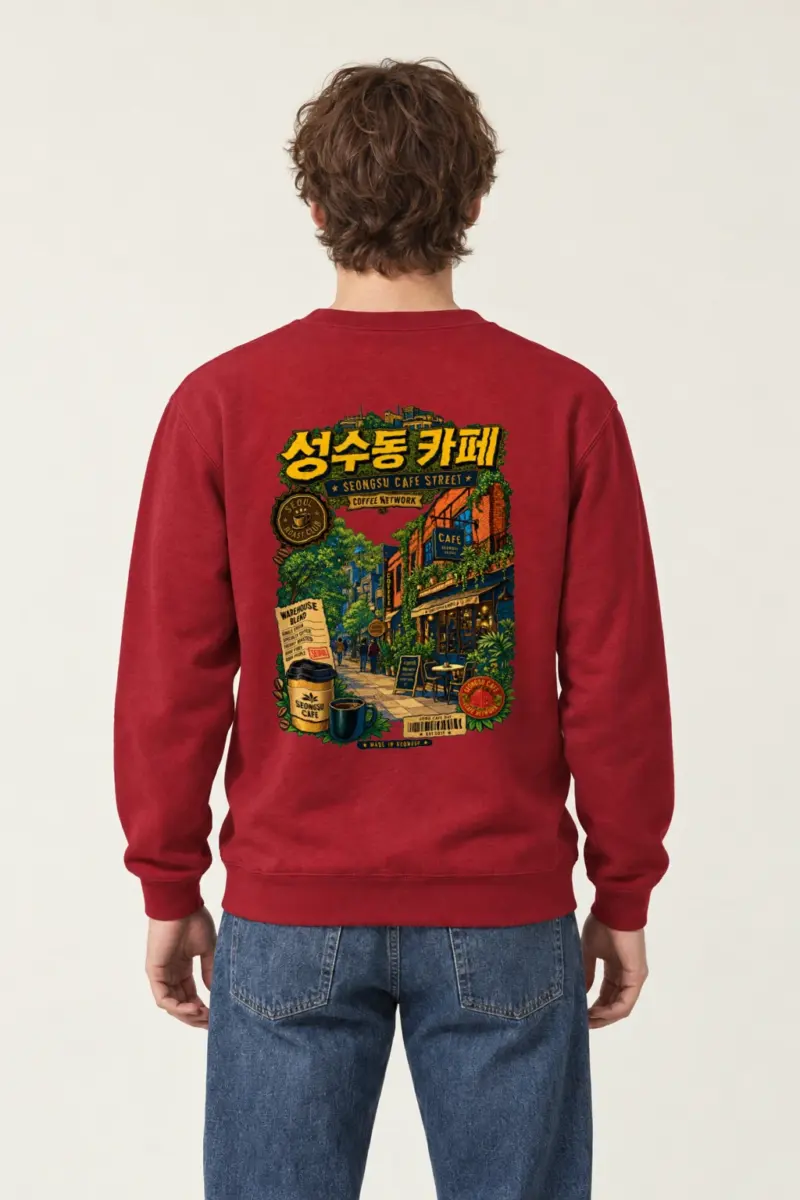 "Seongsu Cafe Street" Heavy Blend Unisex Crewneck Sweatshirt