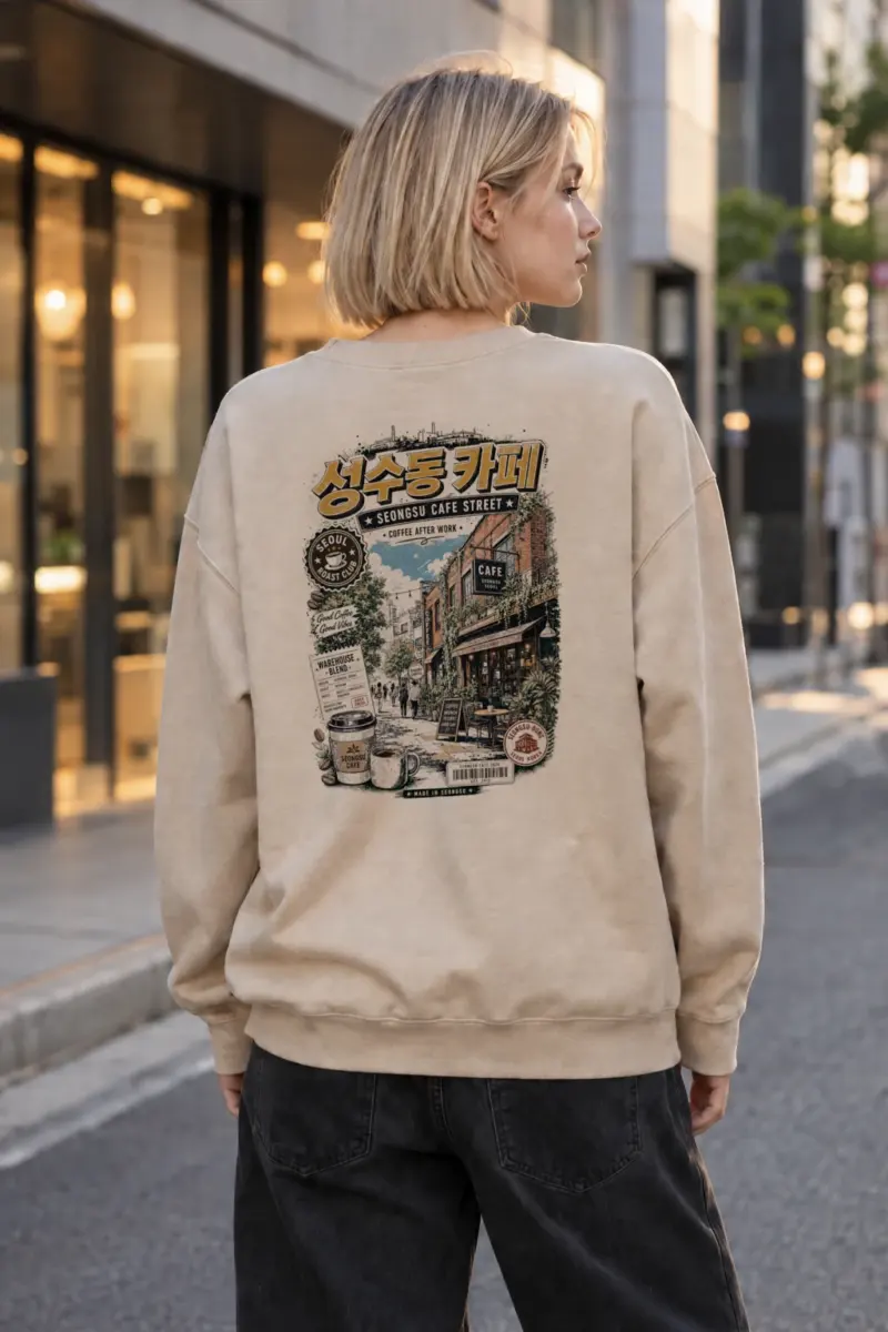 "Seongsu Cafe Street" Heavy Blend Unisex Crewneck Sweatshirt | Gildan 18000