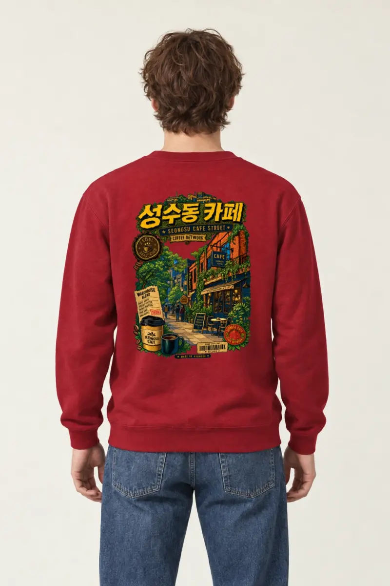 "Seongsu Cafe Street" Heavy Blend Unisex Crewneck Sweatshirt