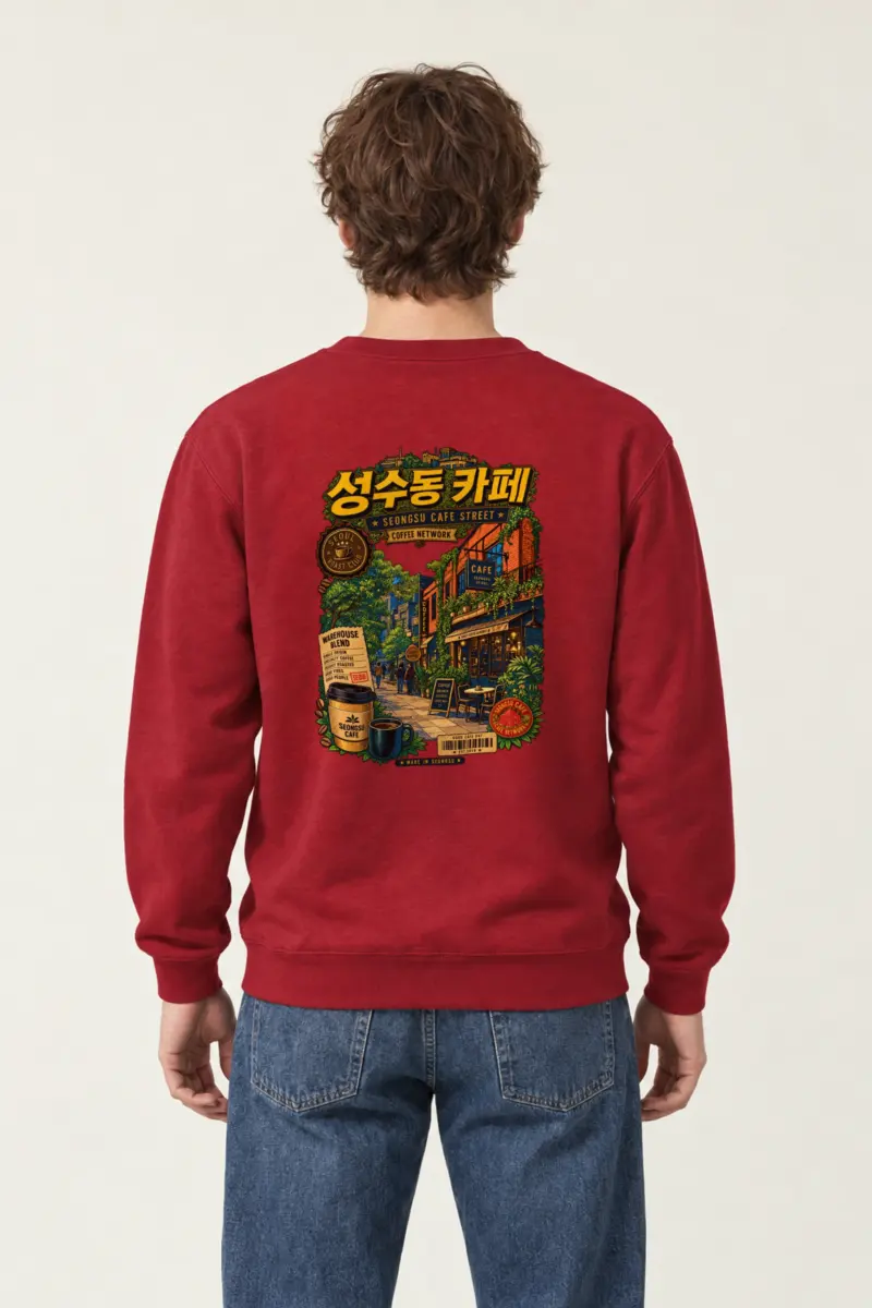 "Seongsu Cafe Street" Heavy Blend Unisex Crewneck Sweatshirt
