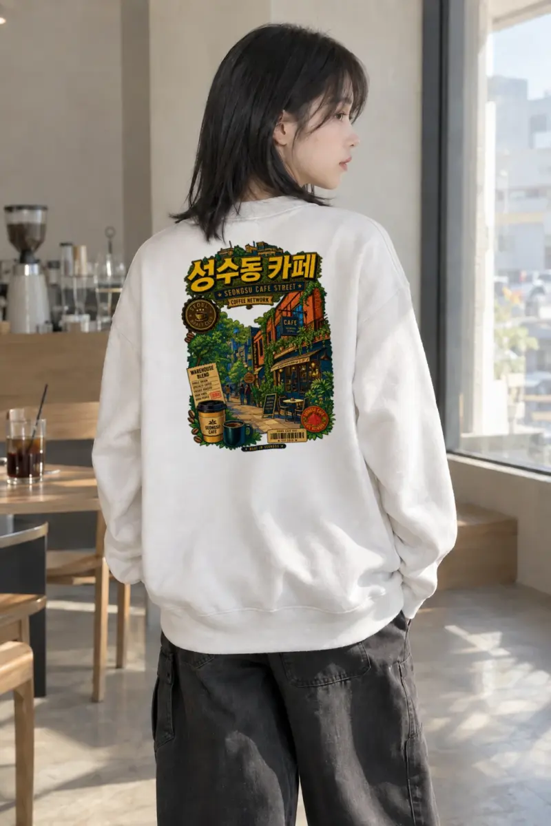 "Seongsu Cafe Street" Heavy Blend Unisex Crewneck Sweatshirt | Gildan 18000