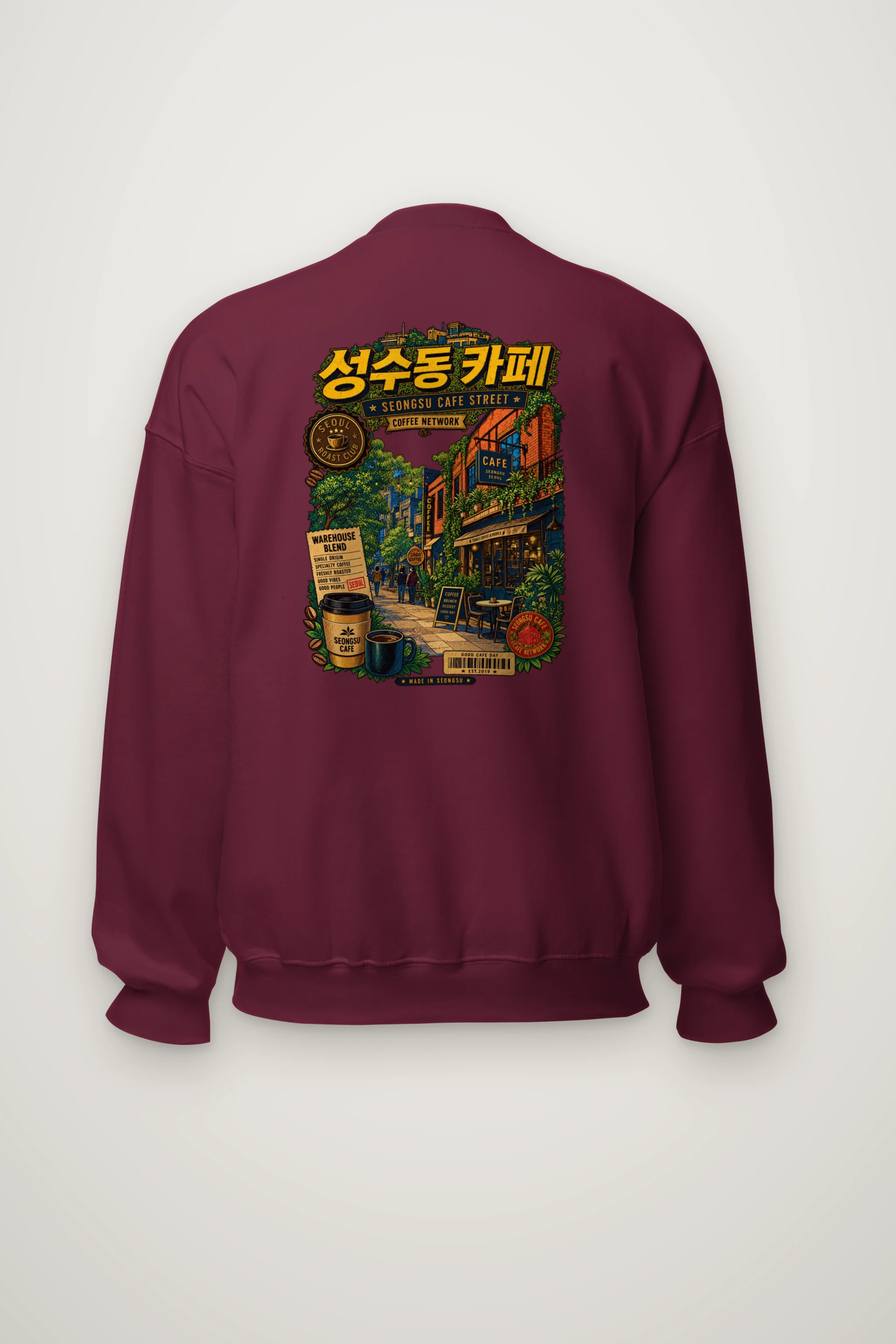 "Seongsu Cafe Street" Heavy Blend Unisex Crewneck Sweatshirt