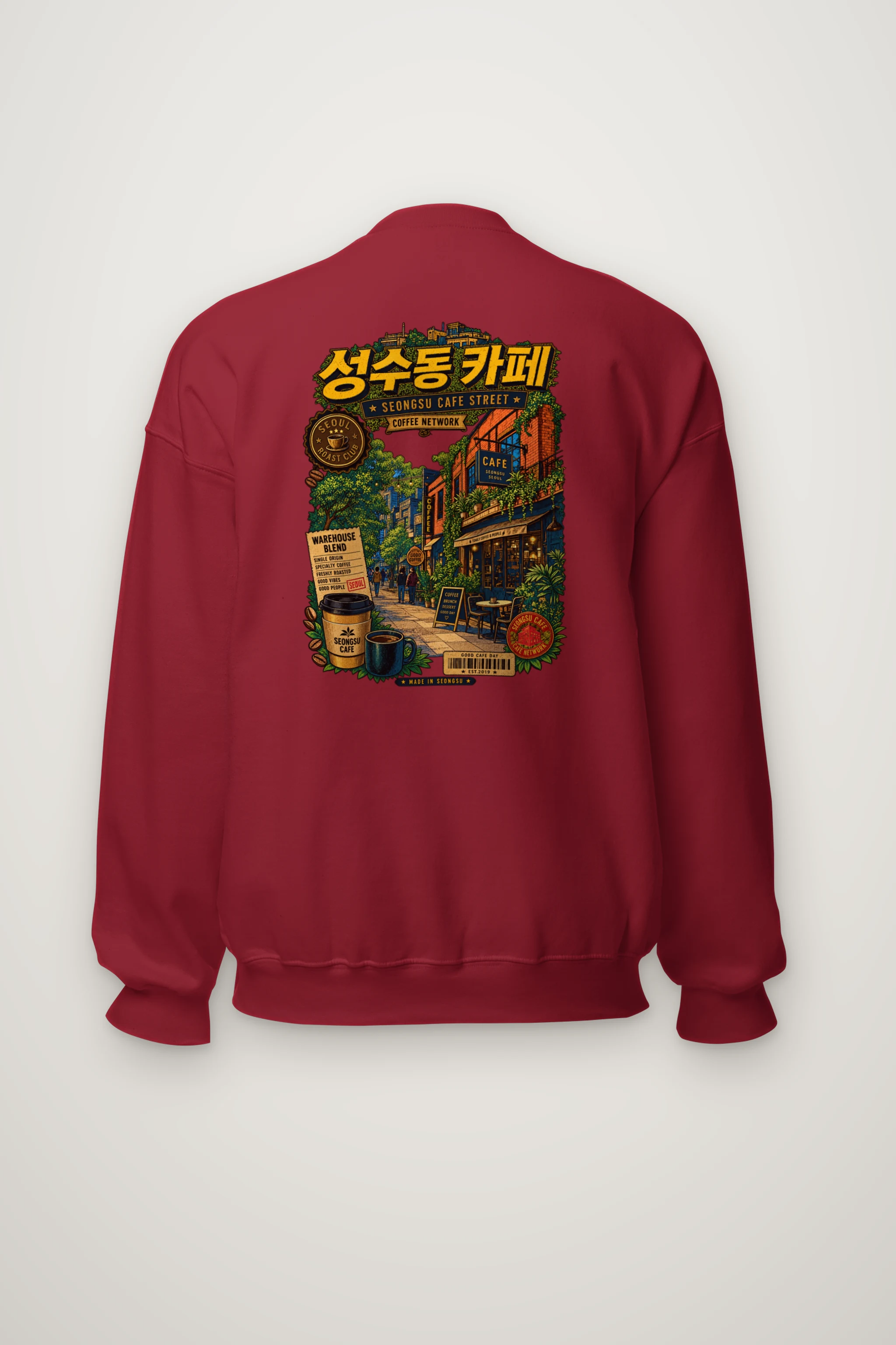 "Seongsu Cafe Street" Heavy Blend Unisex Crewneck Sweatshirt