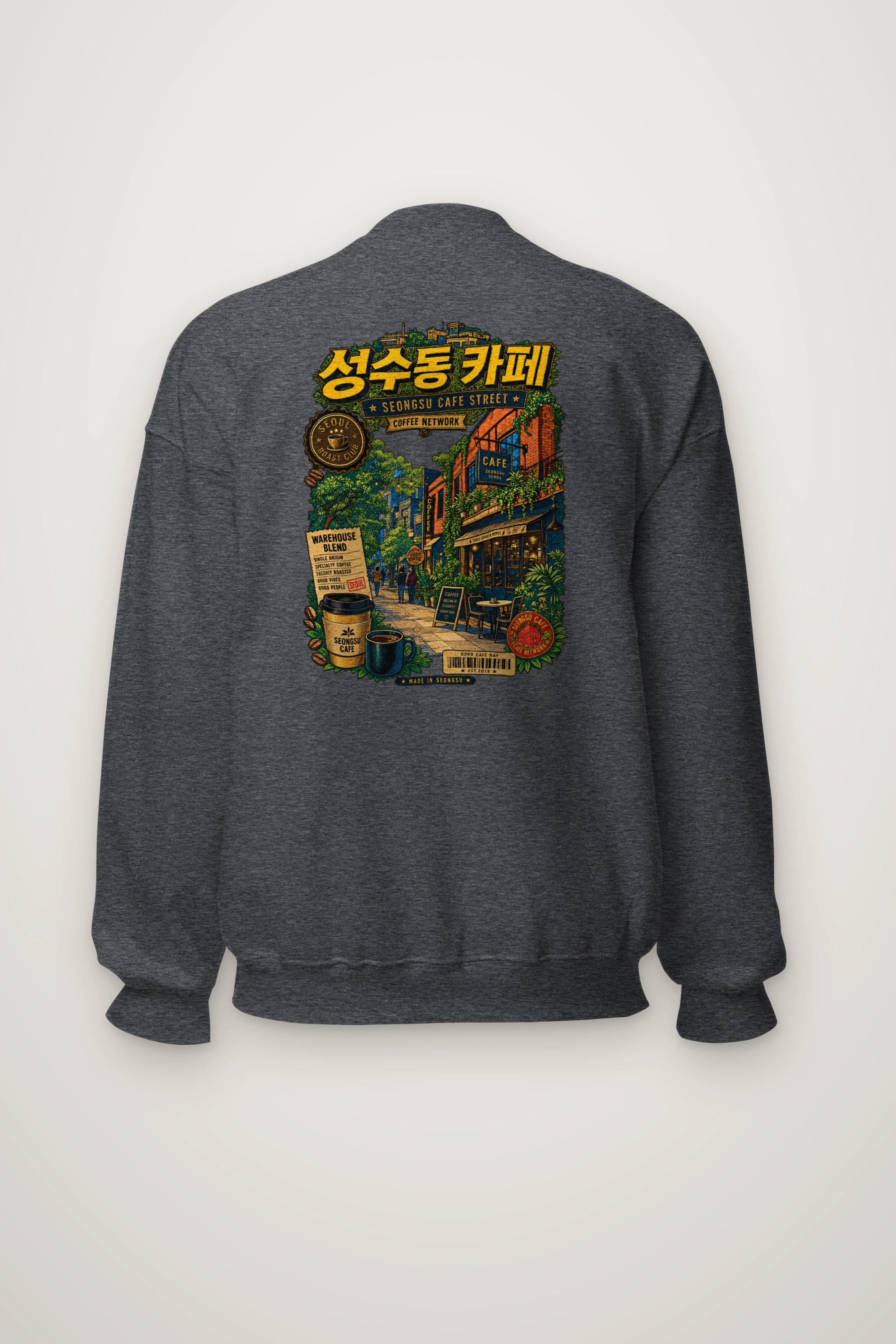 "Seongsu Cafe Street" Heavy Blend Unisex Crewneck Sweatshirt