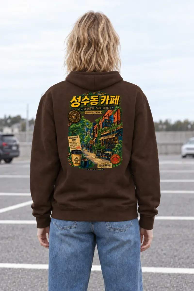 "Seongsu Cafe Street" Heavy Blend Unisex Pullover Hoodie