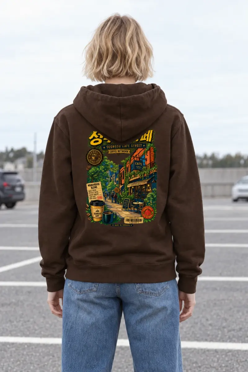 "Seongsu Cafe Street" Heavy Blend Unisex Pullover Hoodie