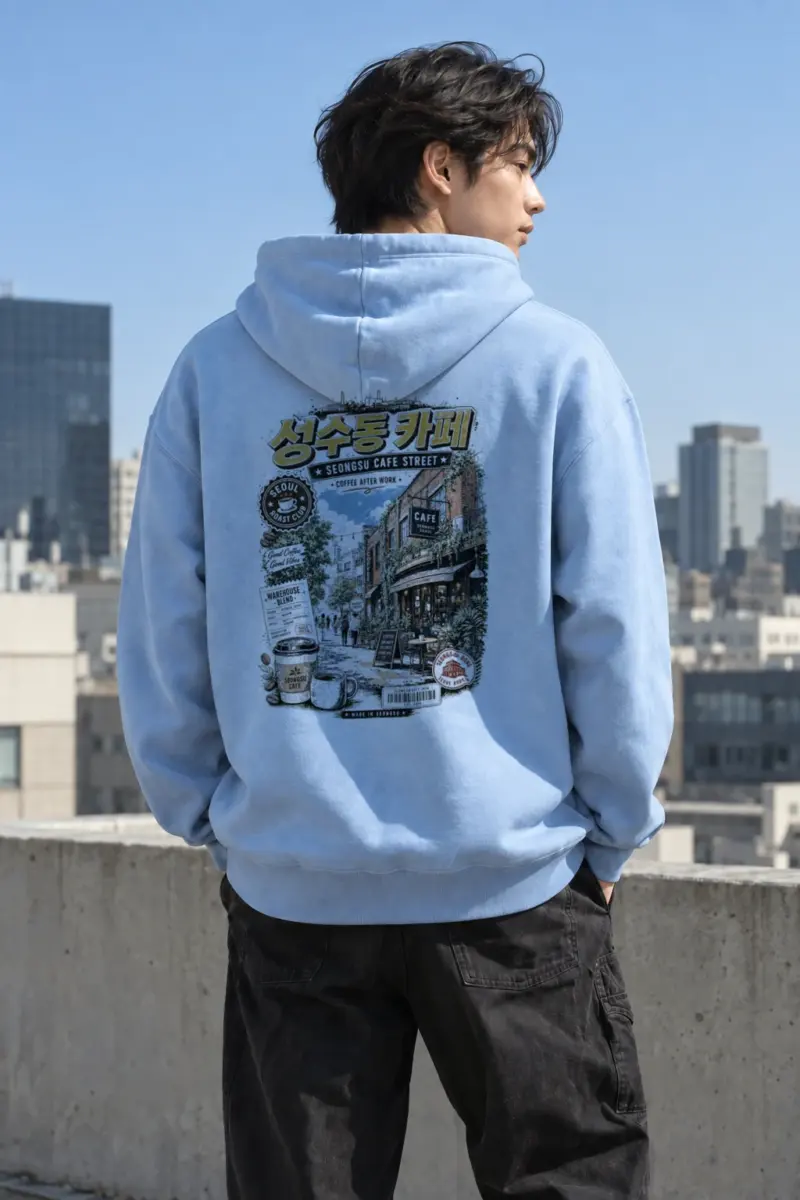 “Seongsu Cafe Street” Heavy Blend Unisex Pullover Hoodie | Gildan 18500