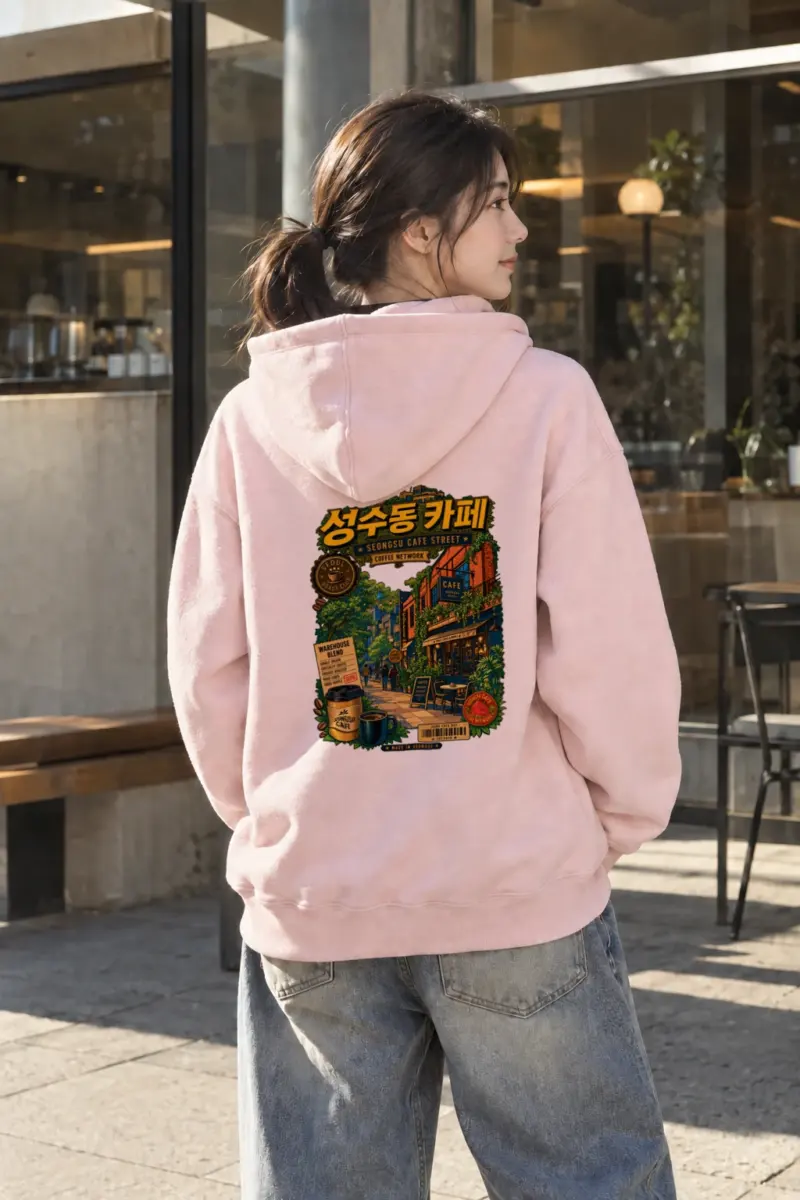"Seongsu Cafe Street" Heavy Blend Unisex Pullover Hoodie | Gildan 18500